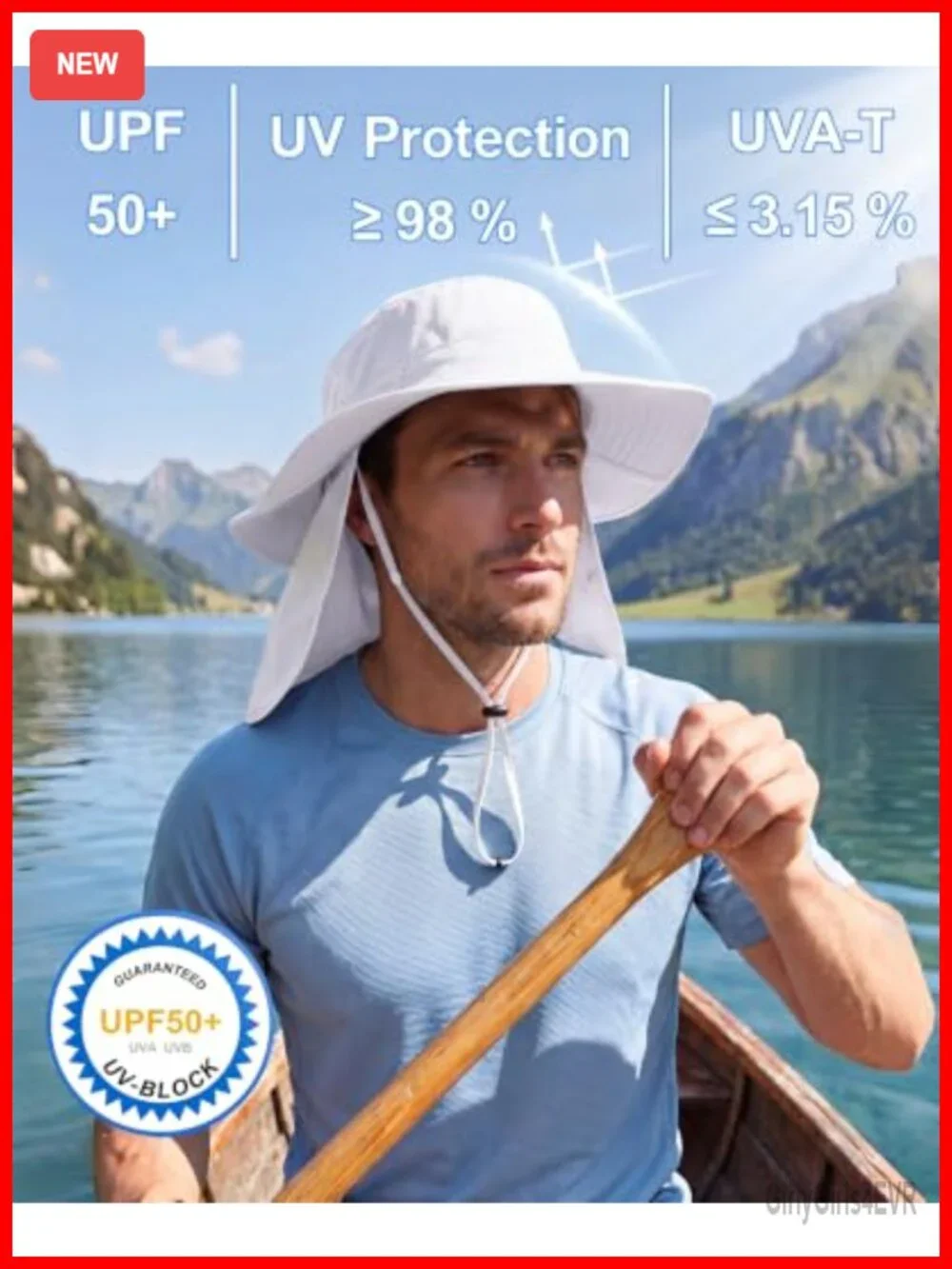 UPF 50+ Wide Brim Sun Hat with Neck Flap Fishing Bucket Hat for Men Women